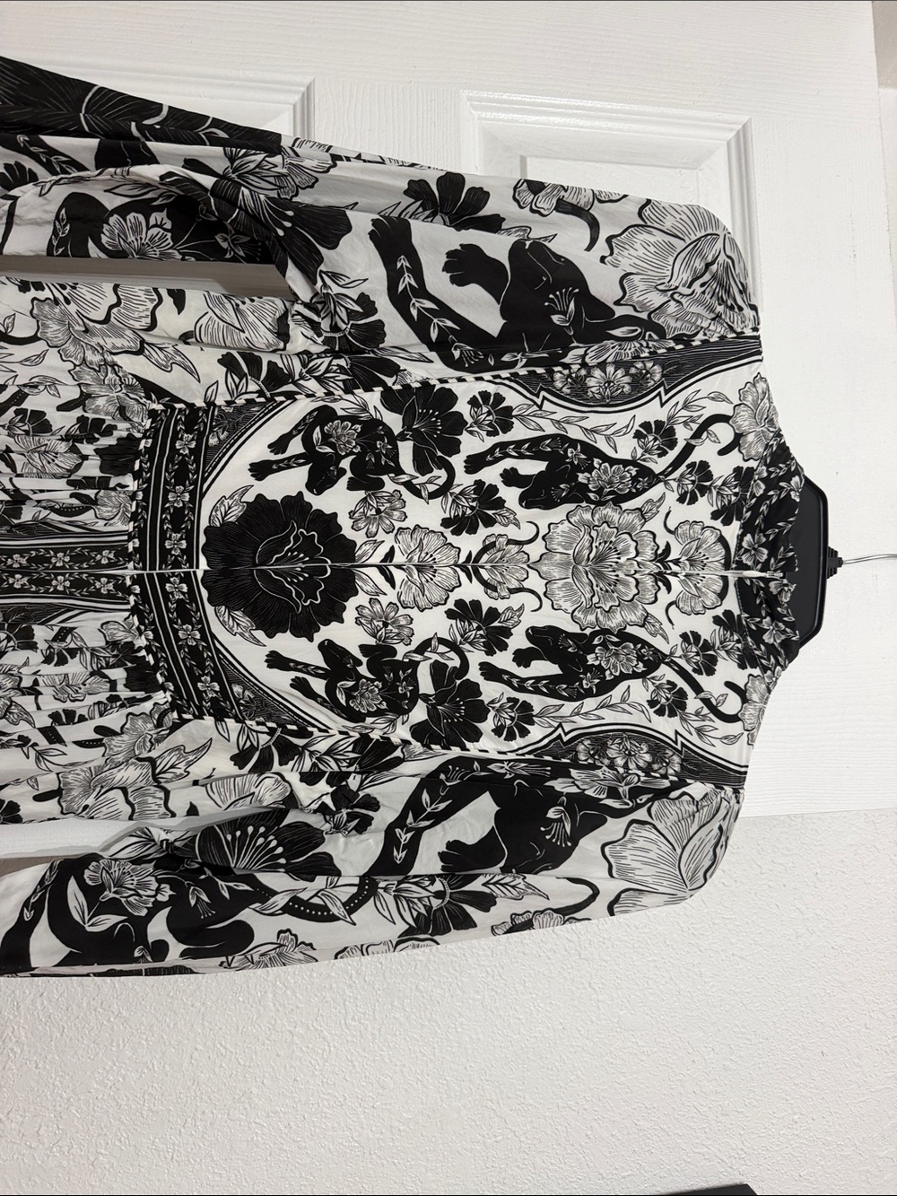 Farm Rio Black & White Long-Sleeve Mini Dress - Picture 3 of 6